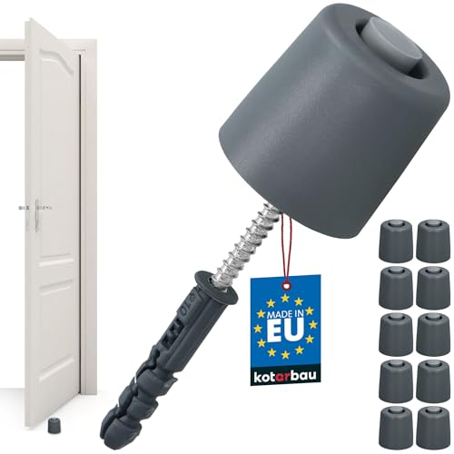 KOTARBAU® 10er Set Türstopper Boden zum Schrauben - 43 mm - Grau - Bodentürstopper - Bodenmontage - Türstopper - aus Gummi von KOTARBAU