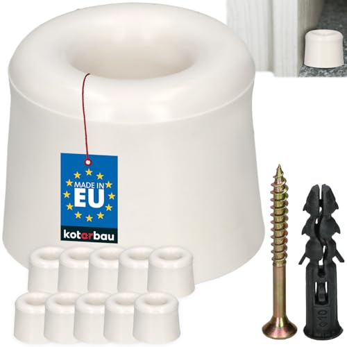 KOTARBAU® 10er Set Türstopper Boden zum Schrauben - Weiß - 27 mm - Bodentürstopper - Bodenmontage - Türstopper - aus Gummi von KOTARBAU