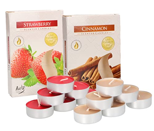 KOTARBAU® 12er Pack Duftkerzen Strawberry Cinnamon Teelichter Duftteelichter Brenndauer 4 Stunden von KOTARBAU