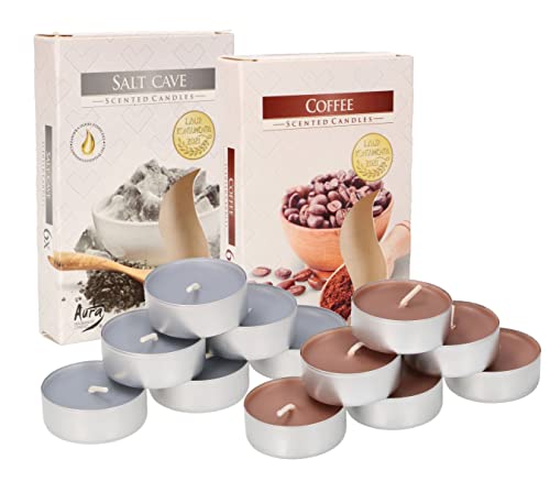 KOTARBAU® 12er Pack Duftkerzen Teelichter Kaffee + Salzgrotte Duftteelichter Brenndauer 4 Stunden von KOTARBAU