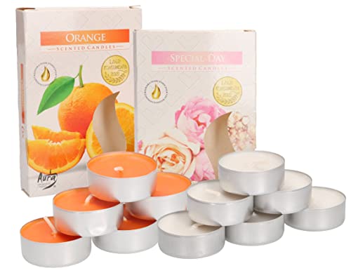 KOTARBAU® 12er Pack Duftkerzen Teelichter Orange Special Day Duftteelichter Brenndauer 4 Stunden von KOTARBAU