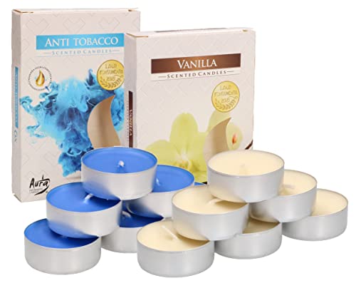 KOTARBAU® 12er Pack Duftkerzen Teelichter Vanille Antitobacco Duftteelichter Brenndauer 4 Stunden von KOTARBAU