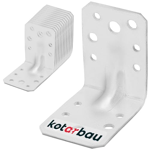 KOTARBAU® 12er Set Winkel Winkelverbinder 60x60x45 mm Schwerlastwinkel aus feuerverzinkter Stahl Eckwinkel mit Sicke Blechwinkel Metallwinkel 90 Grad Stahlwinkel Winkelprofil Bauwinkel Stuhlwinkel von KOTARBAU