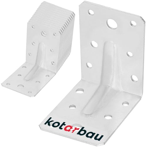 KOTARBAU® 12er Set Winkel Winkelverbinder 75x75x55 mm Schwerlastwinkel aus feuerverzinkter Stahl Eckwinkel mit Sicke Blechwinkel Metallwinkel 90 Grad Stahlwinkel Winkelprofil Bauwinkel Stuhlwinkel von KOTARBAU