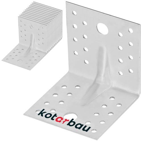 KOTARBAU® 12er Set Winkel 80x80x80 mm Winkelverbinder Schwerlastwinkel aus feuerverzinkter Stahl Eckwinkel mit Sicke Blechwinkel Metallwinkel 90 Grad Stahlwinkel Winkelprofil Bauwinkel Stuhlwinkel von KOTARBAU