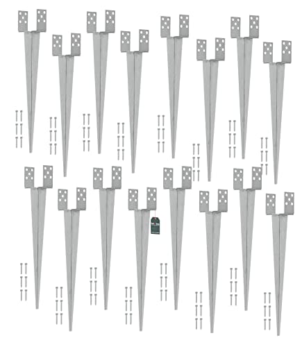 KOTARBAU® 16er Set Pfostenträger 0 – 160 mm Feuerverzinkt Verstellbar Einschlaghülse Pfostenträger Bodenhülse Einschlagbodenhülse Pfosten Anker Stahl Silber von KOTARBAU