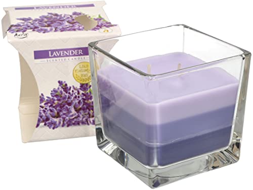 KOTARBAU® 2-Docht Duftkerze im Glas Lavendel Zweidochtkerze dreifarbig Geschenkidee Aromatherapie Dekorations-Kerzen Brenndauer bis zu 32 Stunden von KOTARBAU