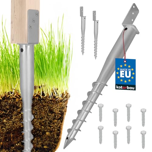 KOTARBAU® 2 STK. L Pfostenträger zum Einschrauben L 735mm verzinkter Stahl Einschlaghülse Einschlagbodenhülse Pfostensockel L-Bolzen Erdanker Erdungsspieß Anker Holzpfosten Pavillon-Zäune Gartenzaun von KOTARBAU