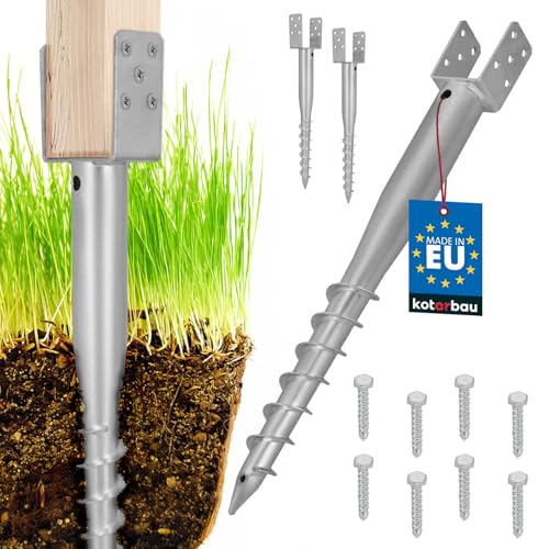 KOTARBAU® 2 STK. U Pfostenträger zum Einschrauben 70x700mm verzinkter Stahl Einschlaghülse Einschlagbodenhülse Pfostensockel U-Bolzen Erdanker Erdungsspieß Anker Holzpfosten Pavillon-Zäune Gartenzaun von KOTARBAU