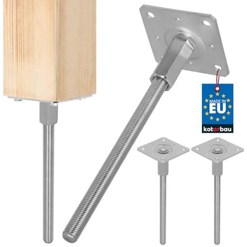 KOTARBAU® 2 Stk Pfostenträger Höhenverstellbar 110x330mm verzinkt Stahl Bodenanker Pfostenträger Pfostensockel Stabil Stützfuß Pfostenschuh Vertikal verstellbarer Stahlanker für Gartenlauben und Zäune von KOTARBAU