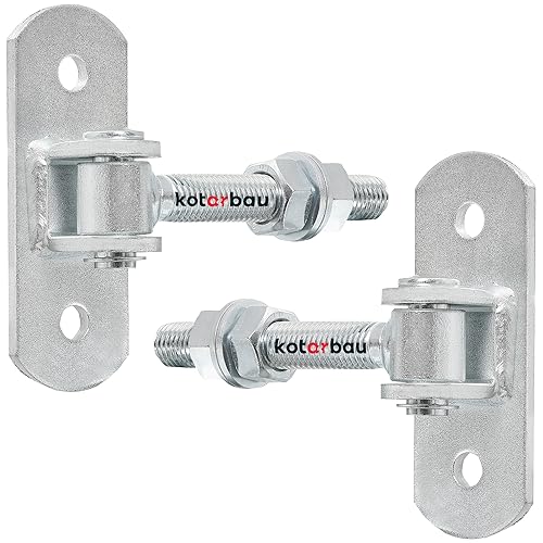 KOTARBAU® 2.Stk Torangel Verzinkt Gewinde M 18 mm Einstellbar Mit Anschraubblech Torscharnier Regulierbar Mit Federklemme Torscharniere Hängescharniere von KOTARBAU