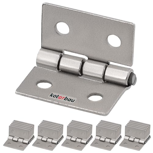 KOTARBAU® 25er Set Möbelscharnier 20 mm Möbelband Schrankscharnier Nickel Gerollte Scharniere Klappbar Klavierband Steckverbinder Kistenband Werkzeugkästen von KOTARBAU