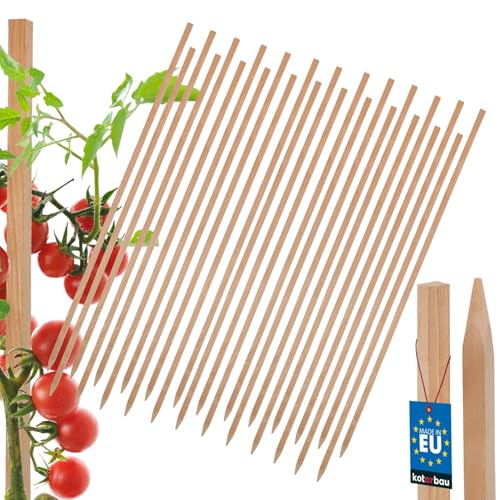KOTARBAU® 25er Set Tomatenstäbe Pflanzstäbe 120 cm Zaunpfahl Holzpfosten Holzpflock angespitzt Pflanzenstütze Zaunpfosten Rankhilfe Holzpflanzenstäbe zur Stabilisierung Pflanzenstützen von KOTARBAU