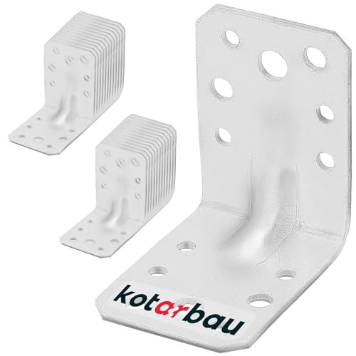 KOTARBAU® 25er Set Winkel Winkelverbinder 60x60x45 mm Schwerlastwinkel aus feuerverzinkter Stahl Eckwinkel mit Sicke Blechwinkel Metallwinkel 90 Grad Stahlwinkel Winkelprofil Bauwinkel Stuhlwinkel von KOTARBAU