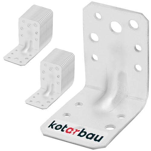 KOTARBAU® 25er Set Winkel Winkelverbinder 60x60x45 mm Schwerlastwinkel aus feuerverzinkter Stahl Eckwinkel mit Sicke Blechwinkel Metallwinkel 90 Grad Stahlwinkel Winkelprofil Bauwinkel Stuhlwinkel von KOTARBAU