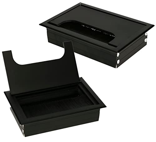 KOTARBAU® 2er Set Aluminium Kabeldurchführung 120x80 mm für Möbel Schwarz Kabeldose Kabeldurchlass Eckig Eloxiert von KOTARBAU