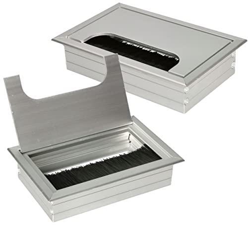 KOTARBAU® 2er Set Aluminium Kabeldurchführung 120x80 mm für Möbel Silber Kabeldose Kabeldurchlass Eckig Eloxiert von KOTARBAU