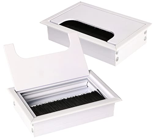 KOTARBAU® 2er Set Aluminium Kabeldurchführung 120x80 mm für Möbel Weiß Kabeldose Kabeldurchlass Eckig Eloxiert von KOTARBAU