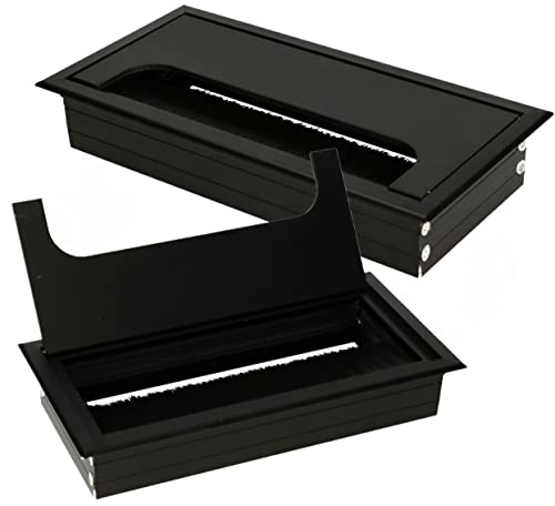 KOTARBAU® 2er Set Aluminium Kabeldurchführung 160x80 mm für Möbel Schwarz Kabeldose Kabeldurchlass Eckig Eloxiert von KOTARBAU