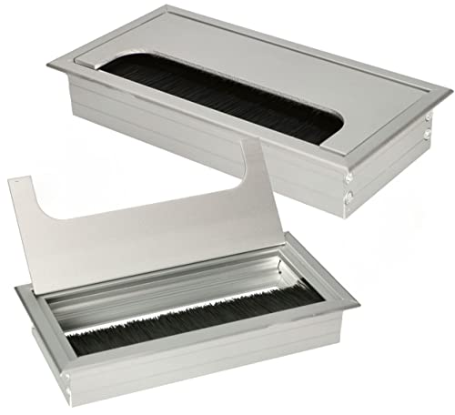KOTARBAU® 2er Set Aluminium Kabeldurchführung 160x80 mm für Möbel Silber Kabeldose Kabeldurchlass Eckig Eloxiert von KOTARBAU