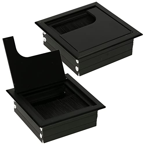 KOTARBAU® 2er Set Aluminium Kabeldurchführung 80x80 mm für Möbel Schwarz Kabeldose Kabeldurchlass Eckig Eloxiert von KOTARBAU
