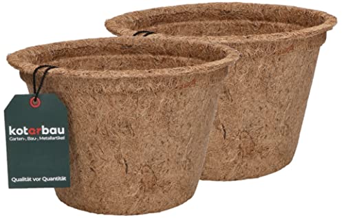 KOTARBAU® 2er Set Blumentopf Pflanztopf aus Kokosfaser 21.5 x 14 cm im Innenbereich Braun von KOTARBAU