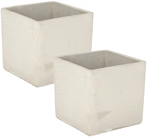 KOTARBAU® 2er Set Blumentopf Übertopf 17 x 17 cm für Blumen Pflanzen aus Dekorativ-Beton Quadratisch von KOTARBAU