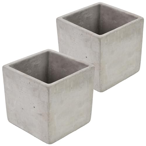 KOTARBAU® 2er Set Blumentopf Übertopf für Blumen Pflanzen aus Dekorativ-Beton Quadratisch 20 x 20 cm von KOTARBAU
