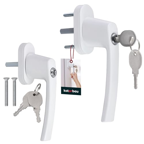 KOTARBAU® 2er Set Fenstergriff abschließbar Weiß Aluminium pulverbeschichtet Fenstergriff mit Schloss abschließbare Fenstergriffe Stift 35mm Fensterschloss Kindersicherung Fenstergriffe abschliessbar von KOTARBAU