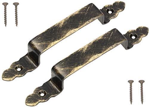 KOTARBAU® 2er Set Geschmiedeter Türgriff Schwarz + Altgold Antik Stahltürgriff für Türen Tore Pforten 200mm von KOTARBAU