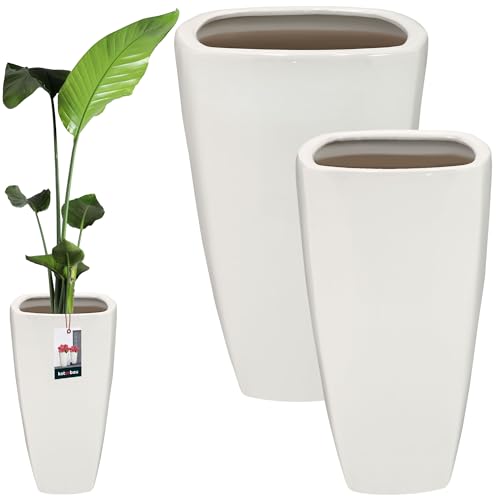 KOTARBAU® 2er Set Keramik Blumentopf 28,5 x 56 cm / 36,5 x 59 cm Weiß Blumen Übertopf Blumentöpfe Keramik Blumentopf Keramik Blumenübertopf Keramik Übertöpfe für Zimmerpflanzen Übertopf weiß von KOTARBAU