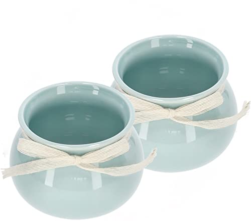 KOTARBAU® 2er-Set Keramik-Blumentopf Rund Minzegrün Übertopf 14 cm von KOTARBAU