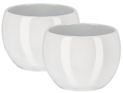 KOTARBAU® 2er Set Keramik-Blumentopf Übertopf ⌀ 10 cm für Blumen Pflanzen Weiß von KOTARBAU