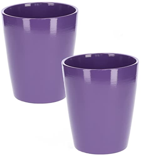 KOTARBAU® 2er Set Keramik Blumentopf Übertopf für Orchideen H 150mm ⌀ 120 mm Violett von KOTARBAU