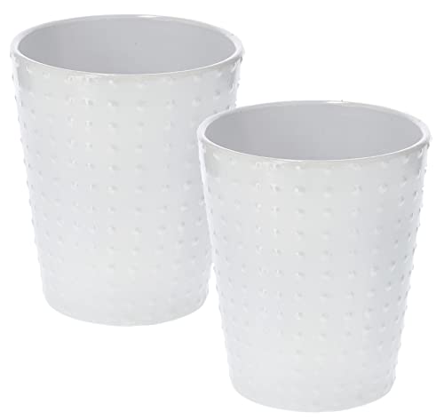 KOTARBAU® 2er Set Keramik Blumentopf Übertopf für Orchideen H 150mm ⌀ 120 mm Weiß Konvexe Punkte von KOTARBAU