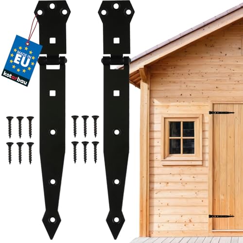 KOTARBAU® 2er Set Kreuzgehänge Türscharniere 300 mm pulverbeschichteter Stahl Schwarz Scharniere Klappbar Torscharnier Garagentor Schloss Gartentor Scharnier Scharniere für Schranktüren Gartentor Lang von KOTARBAU