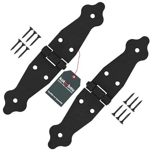 KOTARBAU® 2er Set Ladenband Türbänder 100 x 100 x 35 mm aus Pulverbeschichtetem Stahl Torscharnier Türband Schwarz Scharniere Klappbar Fensterscharnier Holztür Gartentor Scharnier Kistenband Torbeschl von KOTARBAU