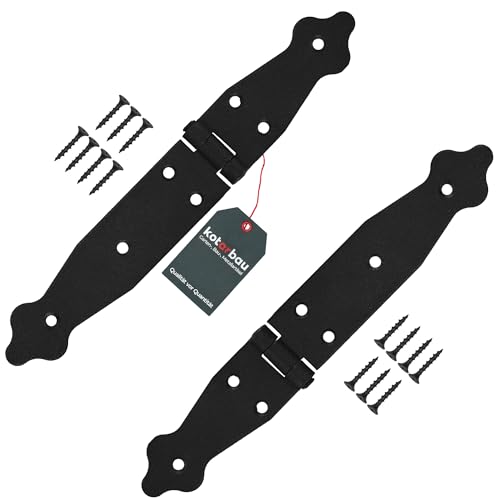 KOTARBAU® 2er Set Ladenband Türbänder 100 x 150 x 35 mm aus Pulverbeschichtetem Stahl Torscharnier Türband Schwarz Scharniere Klappbar Fensterscharnier Holztür Gartentor Scharnier Kistenband Torbeschl von KOTARBAU