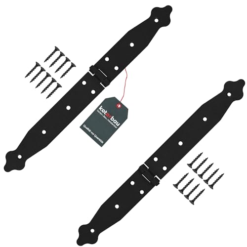 KOTARBAU® 2er Set Ladenband Türbänder 150 x 200 x 35 mm aus Pulverbeschichtetem Stahl Torscharnier Türband Schwarz Scharniere Klappbar Fensterscharnier Holztür Gartentor Scharnier Kistenband Torbeschl von KOTARBAU