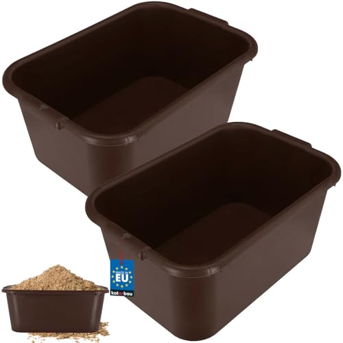 KOTARBAU® 2er Set Mörtelkübel eckig 45 L Braun Kunststoff Mörtelwanne Mörtelkasten Speißkübel Baukübel Baueimer Mörteleimer Speisfass eckig Maurerkübel Pflanzwanne von KOTARBAU