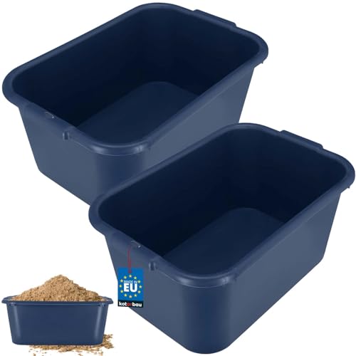 KOTARBAU® 2er Set Mörtelkübel eckig 45 L Dunkelblau Kunststoff Mörtelwanne Mörtelkasten Speißkübel Baukübel Baueimer Mörteleimer Speisfass eckig Maurerkübel Pflanzwanne von KOTARBAU