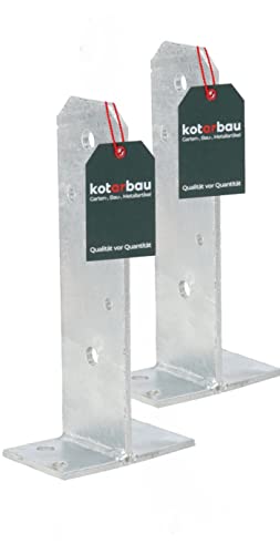 KOTARBAU® 2er Set Pfostenträger Verstellbar U-Form U-Pfostenträger zum Aufschrauben Bodenplatte Feuerverzinkt Stützenfuß Universal Länge 215 mm Vierkantholzpfosten Anker von KOTARBAU