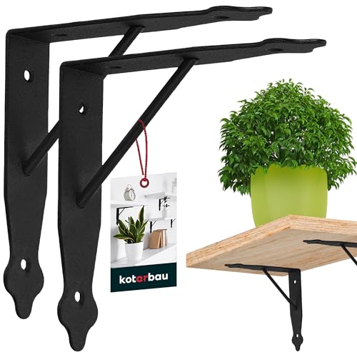 KOTARBAU® 2er Set Regalwinkel Schwarz Metall Stahl 150x150 mm Regalträger Metall Regalhalterung Schwarz Regal Winkel Regalhalterung Wand Regalhalter Winkel für Regal Wandhalterung Regal Winkel von KOTARBAU