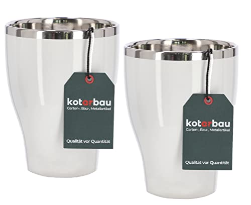 KOTARBAU® 2er Set Runder Blumentopf Hoch Keramik Weiß Silber ⌀ 13 cm Pflanztopf von KOTARBAU