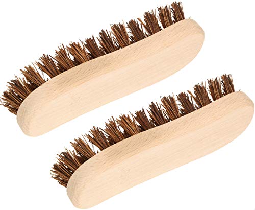 KOTARBAU® 2er Set Scheuerbürste S-Form 180 mm Holzgriff mit Naturborsten Reinigungsbürste Schrubbbürste für Böden schwerzugängliche Stellen von KOTARBAU