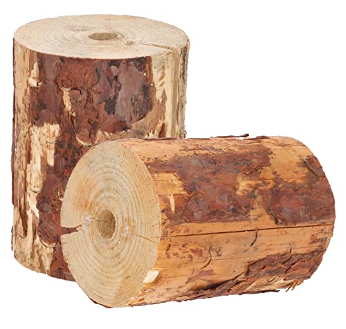 KOTARBAU® 2er Set Schwedenfeuer mit Anzünddocht Gartenfackel Gartenkerze in einem Holzklotz Holzschaum Holzfackel Grill Picknick Garten Citronella Finnenfackel Vertreibt Mücken von KOTARBAU