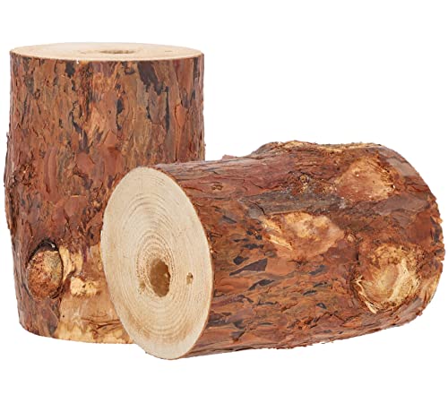 KOTARBAU® 2er Set Schwedenfeuer mit Anzünddocht Gartenfackel Gartenkerze in einem Holzklotz Holzschaum Holzfackel Grill Picknick Garten Standard Finnenfackel von KOTARBAU