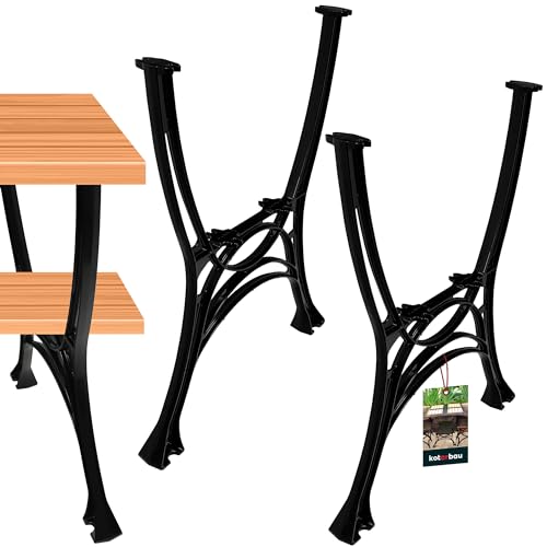KOTARBAU® 2er Set Tischbeine 69 x 56 cm Tischgestell Aluminium Garten Tischbein Tischfüße Tischbeine Metall Schwarz Tischfuß Tischkufen Möbelfüsse Füße Tisch Parktisch Esstisch Füße Tisch Beine Tisch von KOTARBAU