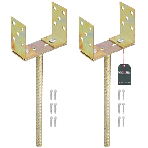 KOTARBAU® 2er Set U-Pfostenträger 0-160 mm Breitverstellbar Stange 400 mm Verzinkt Stahl Pfostenträger Verstellbar Betonanker für Holzpfosten Einbetonieren Pfostenträger zum Einbetonieren Pfostenanker von KOTARBAU