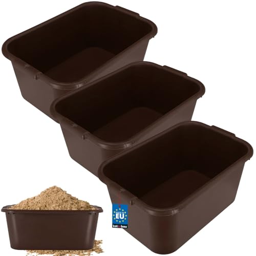 KOTARBAU® 3er Set Mörtelkübel eckig 45 L Braun Kunststoff Mörtelwanne Mörtelkasten Speißkübel Baukübel Baueimer Mörteleimer Speisfass eckig Maurerkübel Pflanzwanne von KOTARBAU
